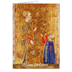 ANTIQUE RENAISSANCE TAROT/ QUEEN OF COINS