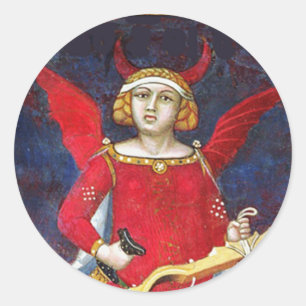 ANTIQUE RENAISSANCE TAROT /THE DEVIL Pride Detail Classic Round Sticker