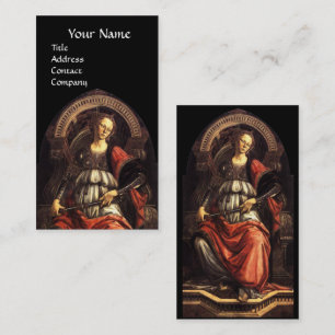 ANTIQUE RENAISSANCE TAROTS 11  FORTITUDE Black Business Card