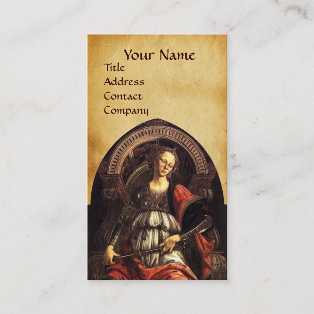 ANTIQUE RENAISSANCE TAROTS 11  FORTITUDE PARCHMENT BUSINESS CARD (Front)