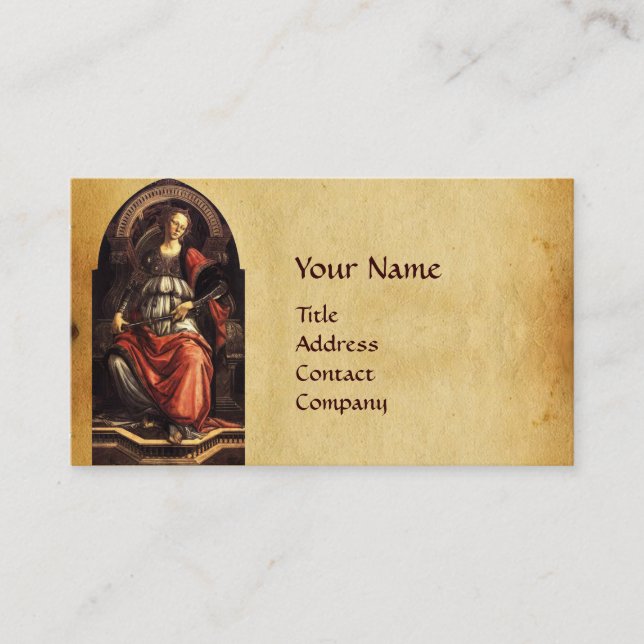 ANTIQUE RENAISSANCE TAROTS 11  FORTITUDE PARCHMENT BUSINESS CARD (Front)