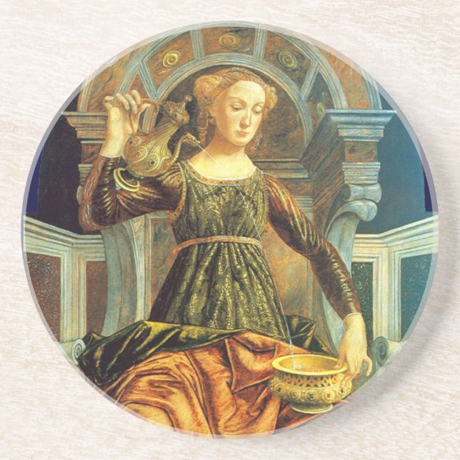ANTIQUE RENAISSANCE TAROTS 14 / TEMPERANCE DRINK COASTER (Front)