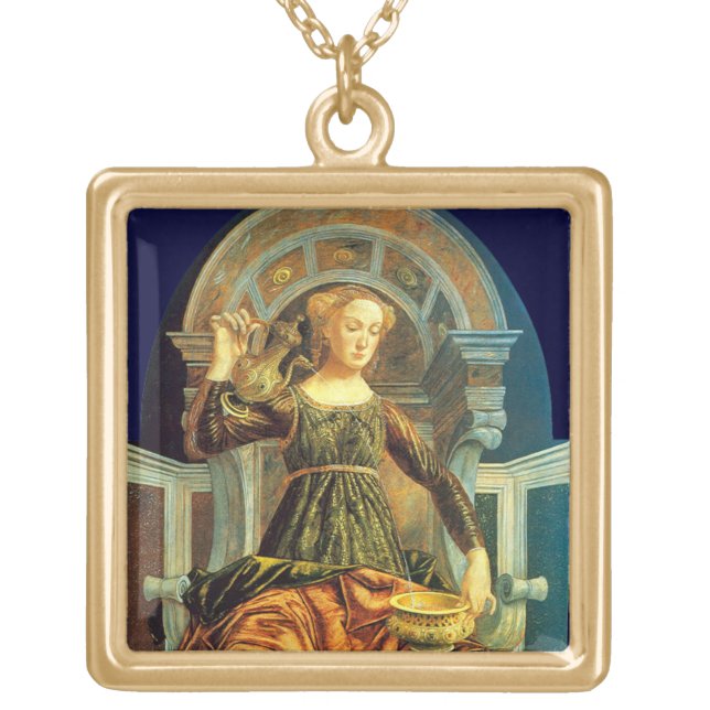 ANTIQUE RENAISSANCE TAROTS 14 /TEMPERANCE GOLD PLATED NECKLACE (Front)
