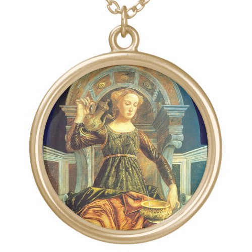 ANTIQUE RENAISSANCE TAROTS 14 TEMPERANCE GOLD PLATED NECKLACE