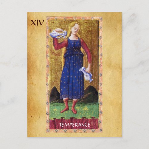 ANTIQUE RENAISSANCE TAROTS 14   TEMPERANCE POSTCARD