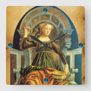 ANTIQUE RENAISSANCE TAROTS 14 / TEMPERANCE SQUARE WALL CLOCK