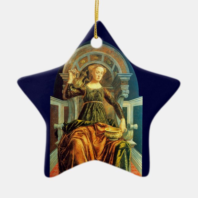 ANTIQUE RENAISSANCE TAROTS 14 / TEMPERANCE Star Ceramic Ornament (Front)