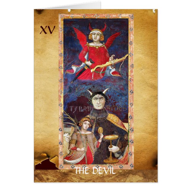 ANTIQUE RENAISSANCE TAROTS 15/ THE DEVIL CARDS (Front)