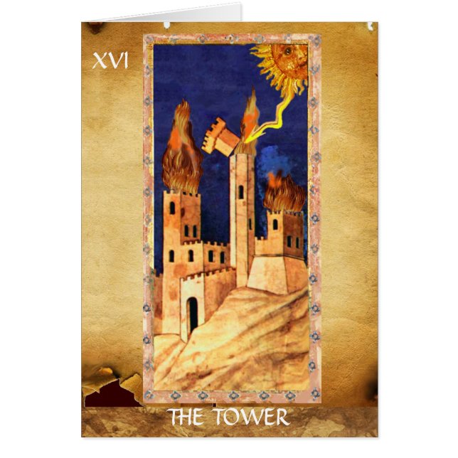 ANTIQUE RENAISSANCE TAROTS 16 / THE TOWER CARDS (Front)