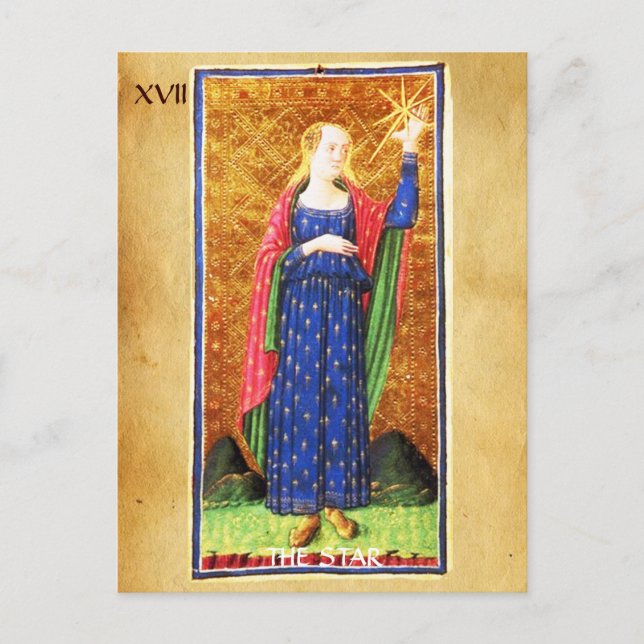 ANTIQUE RENAISSANCE TAROTS 17/ THE STAR POSTCARD (Front)