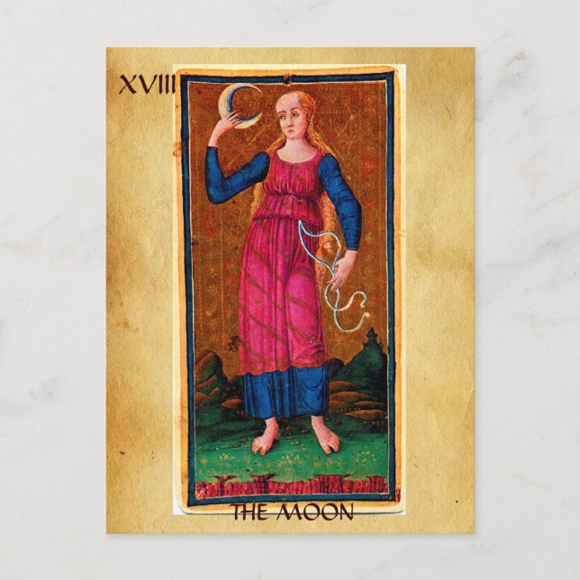 ANTIQUE RENAISSANCE TAROTS 18 / THE MOON POSTCARD (Front)