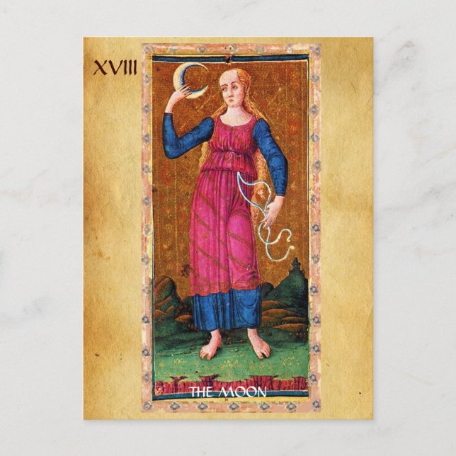 ANTIQUE RENAISSANCE TAROTS 18 / THE MOON POSTCARD (Front)