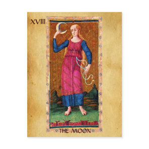 ANTIQUE RENAISSANCE TAROTS 18 / THE MOON POSTCARD