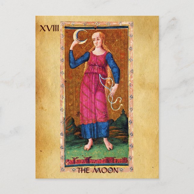 ANTIQUE RENAISSANCE TAROTS 18 / THE MOON POSTCARD (Front)