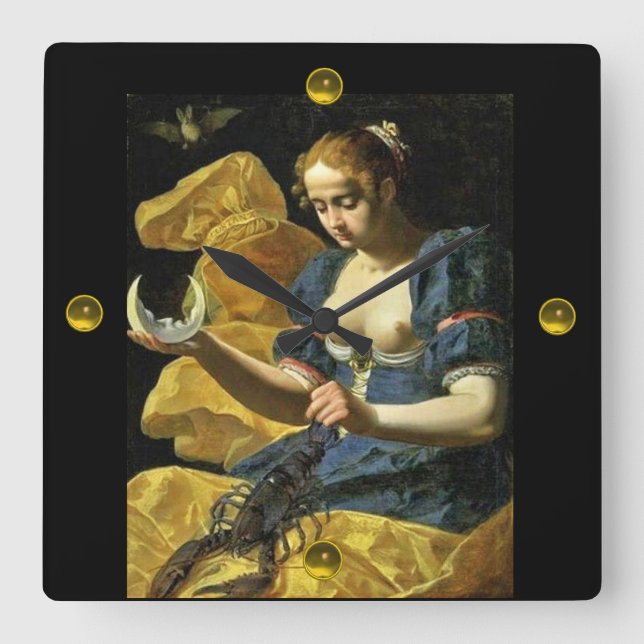 ANTIQUE RENAISSANCE TAROTS 18 /THE MOON SQUARE WALL CLOCK (Front)