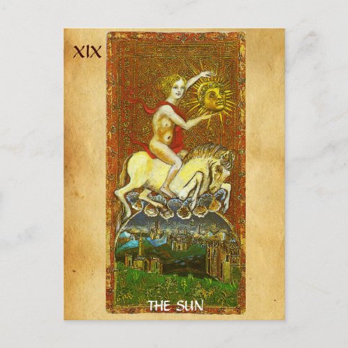 ANTIQUE RENAISSANCE TAROTS 19  THE SUN POSTCARD