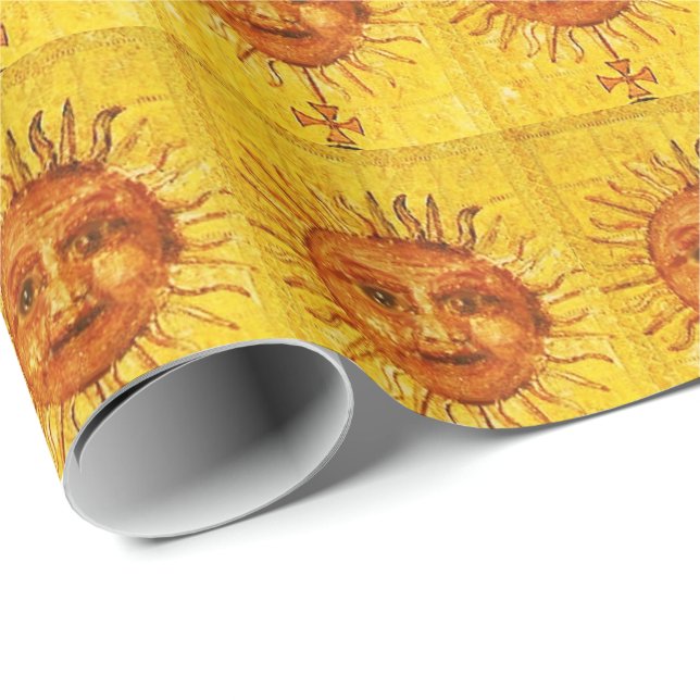 ANTIQUE RENAISSANCE TAROTS 19 / THE SUN Yellow Wrapping Paper (Roll Corner)