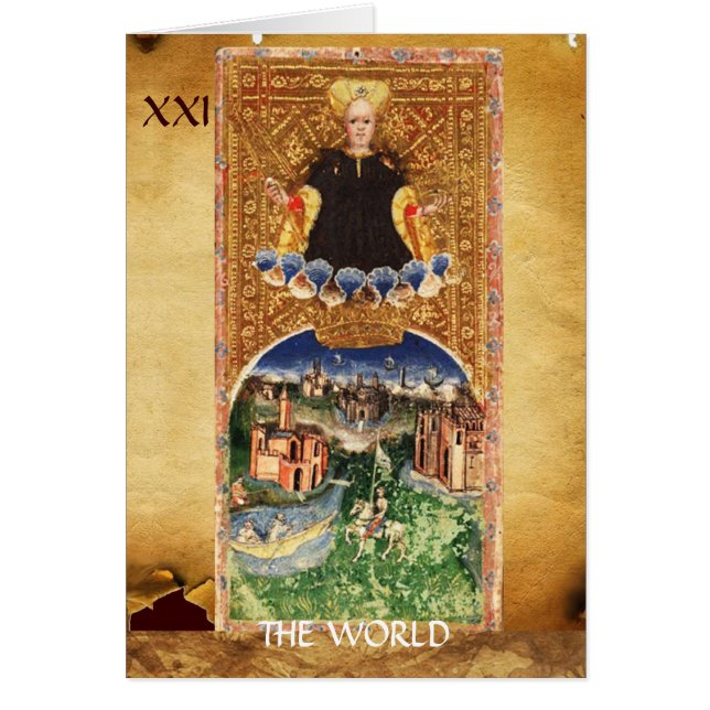 ANTIQUE RENAISSANCE TAROTS 21/ THE WORLD CARDS (Front)