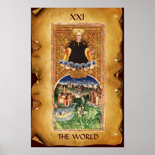 ANTIQUE RENAISSANCE TAROTS 21   THE WORLD POSTER