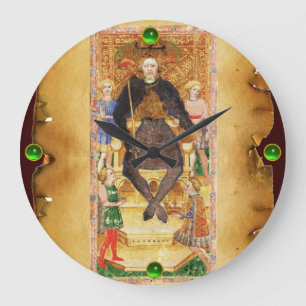 ANTIQUE RENAISSANCE TAROTS 4 / THE EMPEROR LARGE CLOCK