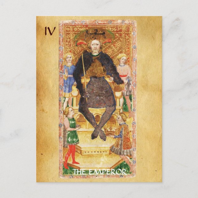 ANTIQUE RENAISSANCE TAROTS 4 / THE EMPEROR POSTCARD (Front)