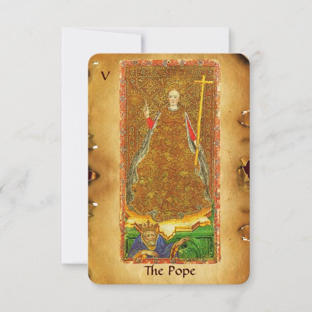 ANTIQUE RENAISSANCE TAROTS 5 / THE POPE ( Faith ) Announcement (Front)