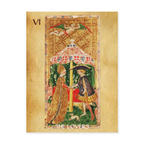 ANTIQUE RENAISSANCE TAROTS 6 / THE LOVERS POSTCARD