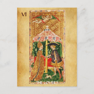 ANTIQUE RENAISSANCE TAROTS 6 / THE LOVERS POSTCARD