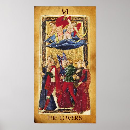 ANTIQUE RENAISSANCE TAROTS 6  THE LOVERS POSTER