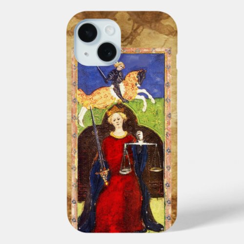 ANTIQUE RENAISSANCE TAROTS 8  JUSTICE iPhone 15 CASE