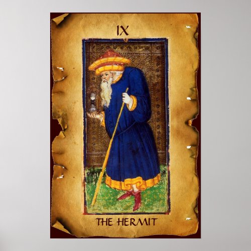 ANTIQUE RENAISSANCE TAROTS  9  THE HERMIT POSTER