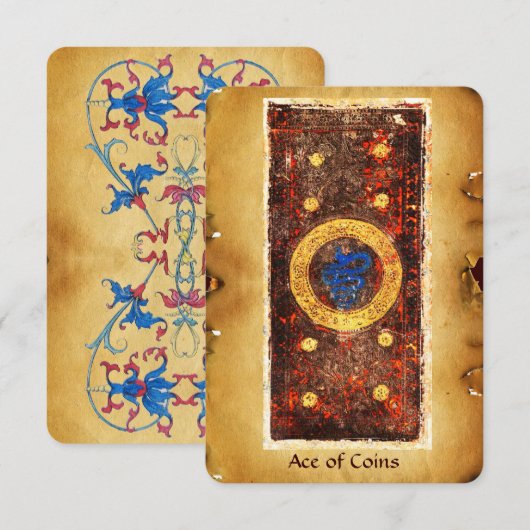 ANTIQUE RENAISSANCE TAROTS / ACE OF COINS (Front/Back)