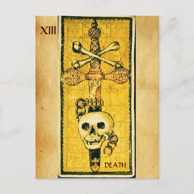 ANTIQUE RENAISSANCE TAROTS,ACE OF SWORDS Parchment Postcard (Front)