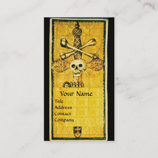 ANTIQUE RENAISSANCE TAROTS,ACE OF SWORDS Yellow Business Card (Front)