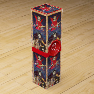 ANTIQUE RENAISSANCE TAROTS/DEVIL WAX SEAL MONOGRAM WINE GIFT BOX