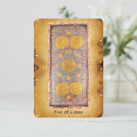 ANTIQUE RENAISSANCE TAROTS / FIVE OF COINS (Standing Front)