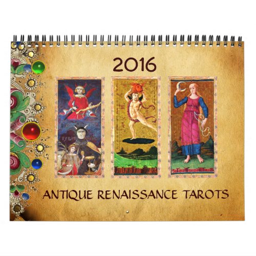 ANTIQUE RENAISSANCE TAROTS FLORAL PARCHMENT 2016 CALENDAR