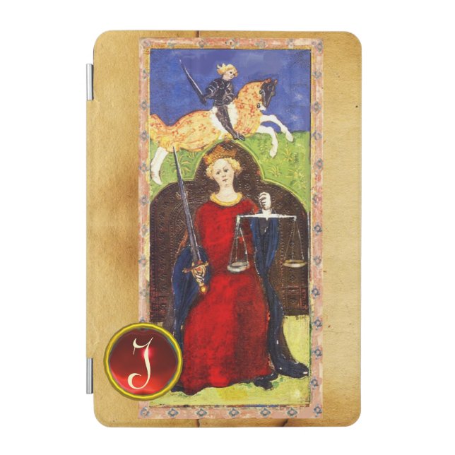 ANTIQUE RENAISSANCE TAROTS  JUSTICE Monogram iPad Mini Cover (Front)