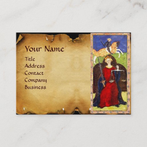 ANTIQUE RENAISSANCE TAROTS JUSTICE Parchment Business Card
