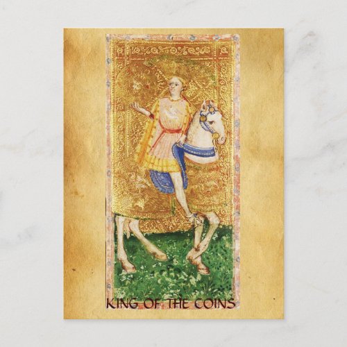 ANTIQUE RENAISSANCE TAROTS   KNIGHT OF  COINS POSTCARD