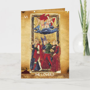 ANTIQUE RENAISSANCE TAROTS /LOVERS Valentine's Day Holiday Card