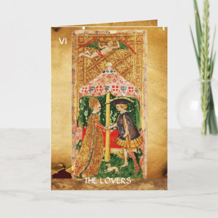 ANTIQUE RENAISSANCE TAROTS /LOVERS Valentine's Day Holiday Card