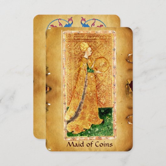 ANTIQUE RENAISSANCE TAROTS / MAID OF COINS (Front/Back)