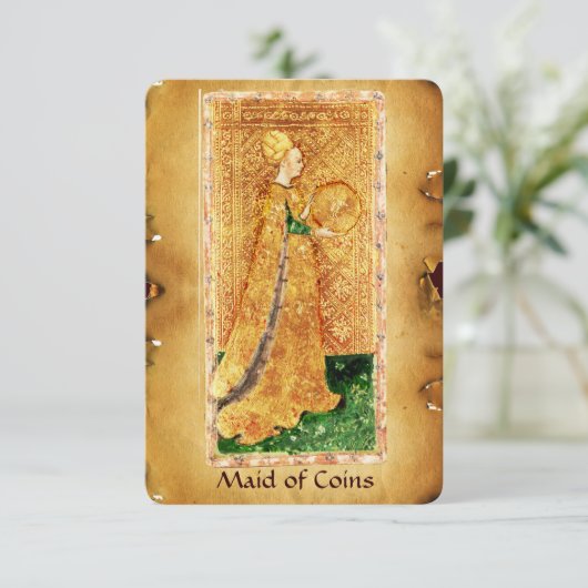 ANTIQUE RENAISSANCE TAROTS  / MAID OF COINS (Standing Front)