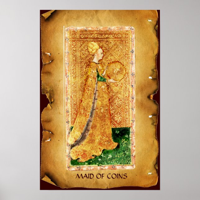 ANTIQUE RENAISSANCE TAROTS  / MAID OF COINS POSTER (Front)