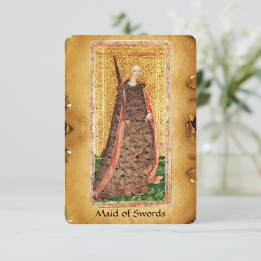 ANTIQUE RENAISSANCE TAROTS / MAID OF SWORDS (Standing Front)