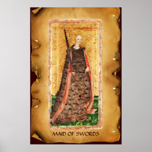 ANTIQUE RENAISSANCE TAROTS  / MAID OF SWORDS POSTER