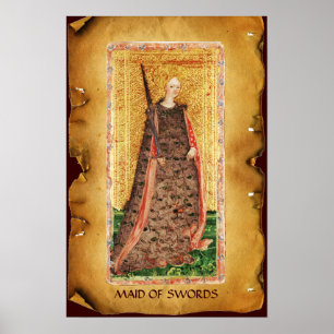 ANTIQUE RENAISSANCE TAROTS / MAID OF SWORDS POSTER