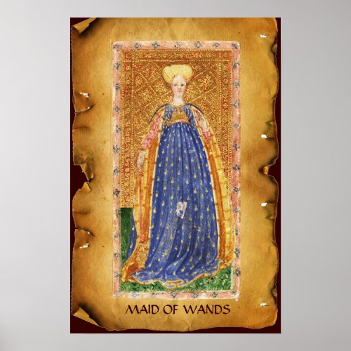 ANTIQUE RENAISSANCE TAROTS   MAID OF WANDS POSTER