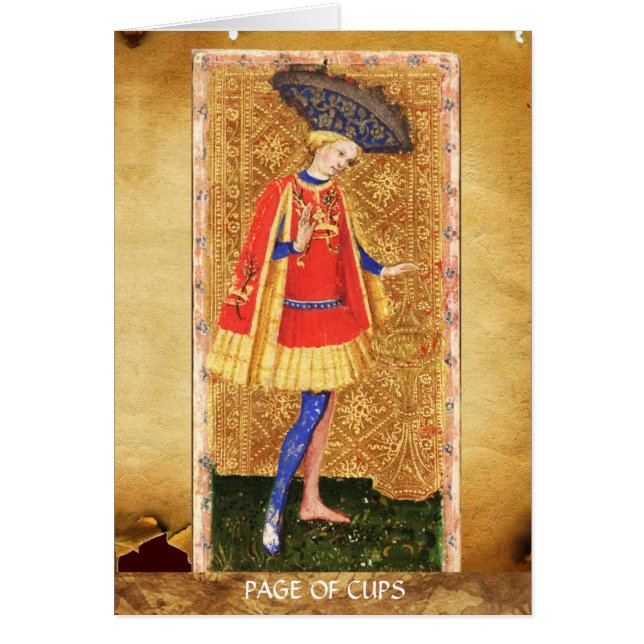 ANTIQUE RENAISSANCE TAROTS / PAGE OF CUPS CARDS (Front)